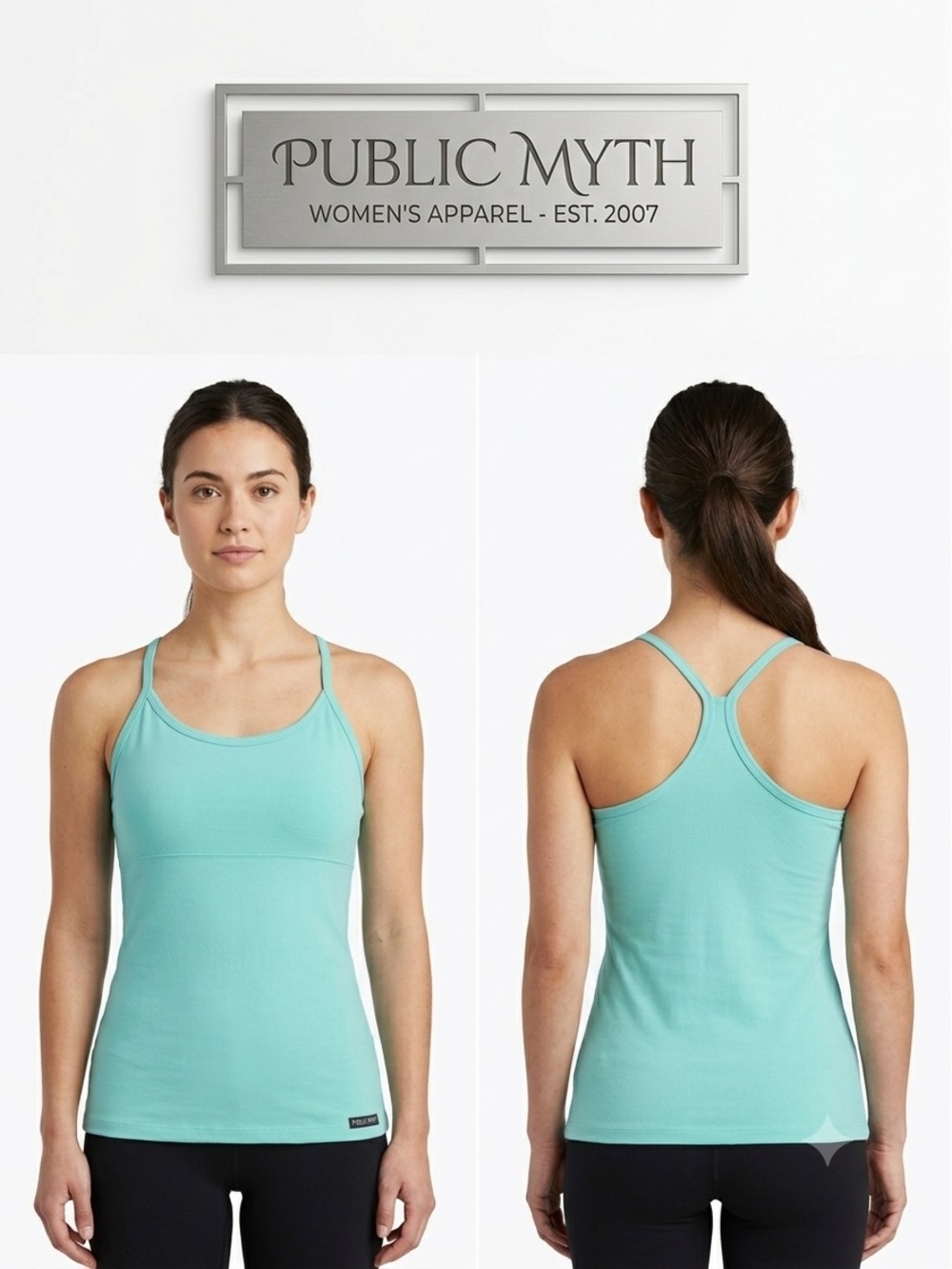 Public Myth Light Teal Spaghetti Strap Racerback Athletic Top Small